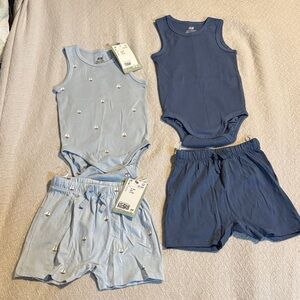 H&M Light Blue and Dark Blue Baby Outfit Set